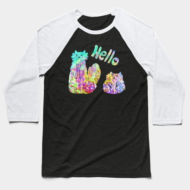 "Hello" Kitties Pastel Grunge Baseball T-Shirt by saradaboru